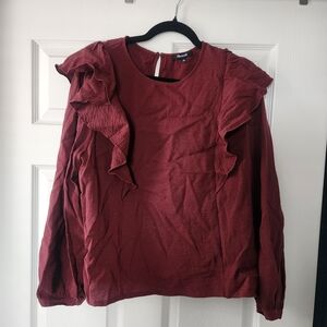 Madewell Deep Red Ruffle Blouse
